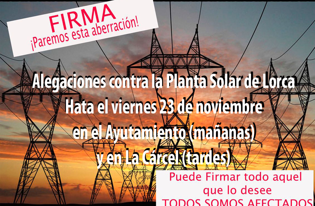 En menos de 24 horas, se han superado las 1.600 firmas contra la planta fotovoltica de Lorca